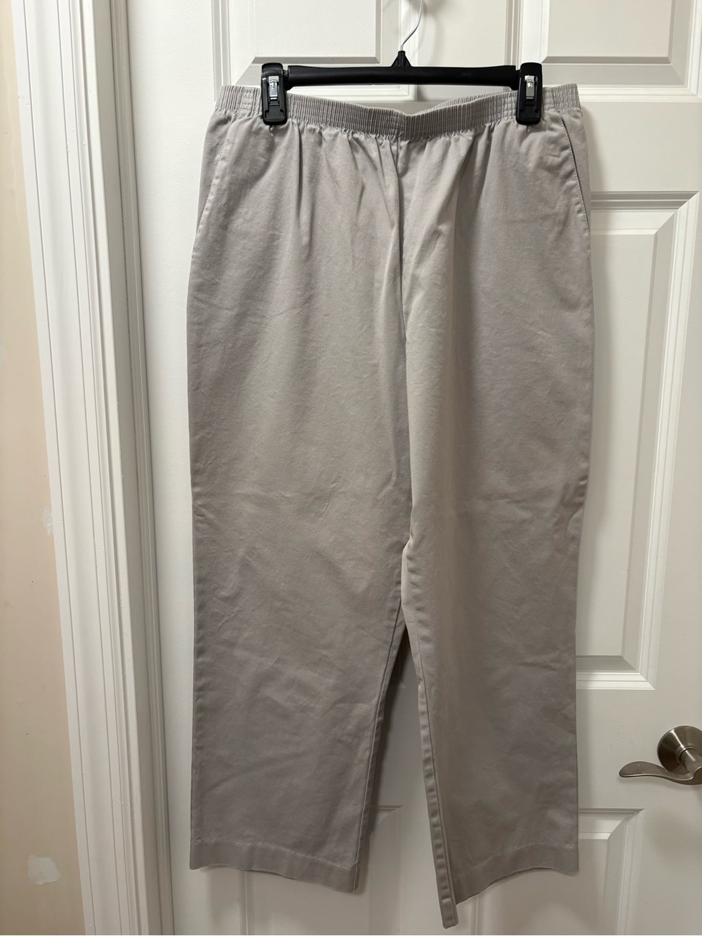 Alfred Dunner Women’s Light Gray Elastic Waist Chinos